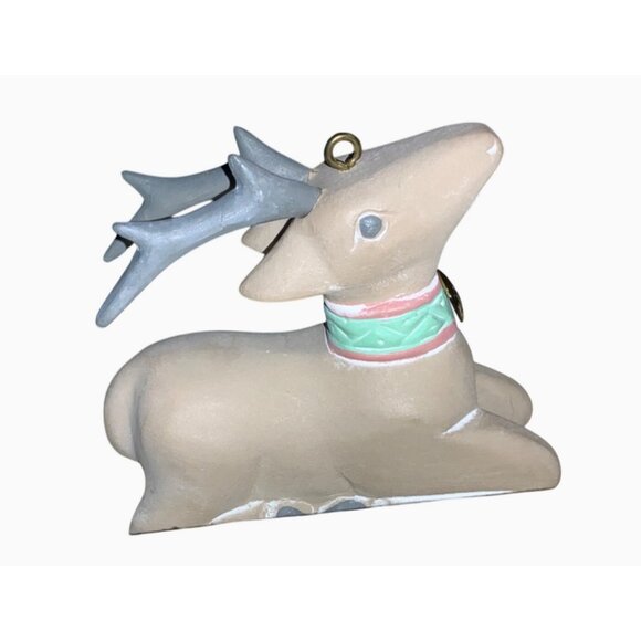 Hallmark Keepsake Folk Art Reindeer Ornament 1991 Handcarved Wood Holiday Decor - Picture 8 of 8